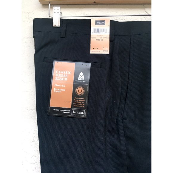 NWT - Haggar Men's Dress Pants w/ Thin Stripes (W32xL32) - Picture 1 of 2